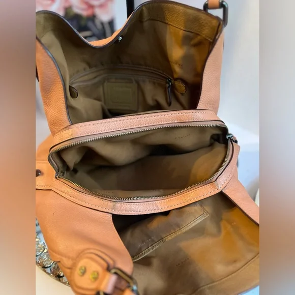 Coach Edie salmon Scalloped Pebble Leather Shoulder Bag - Picture 16 of 16